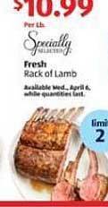 Aldi Fresh Rack Of Lamb offer