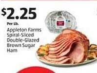 Aldi Appleton Farms Spiral Sliced Double-glazed Brown Sugar Ham offer