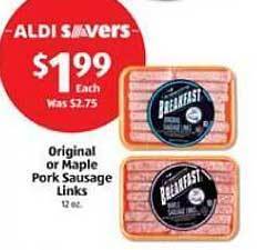 Aldi Original Or Maple Pork Sausage Links offer