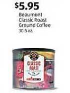 Aldi Beaumont Classic Roast Ground Coffee offer