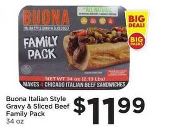 Food 4 Less Buona Italian Style Gravy & Sliced Beef Family Pack offer