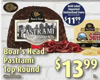 Gristedes Boar's Head Pastrami Top Round , Gold Label Imported Switzerland Swiss offer
