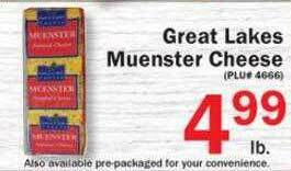 Food Bazaar Great Lakes Muenster Cheese offer