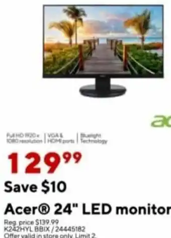 Acer 24" LED Monitor 24445182