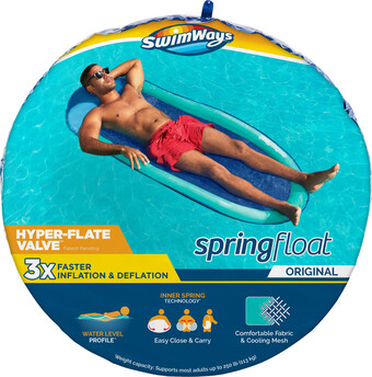 Walmart SwimWays Spring Float Inflatable Pool Lounger with Hyper-Flate Valve, Aqua offer