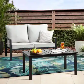 Walmart Mainstays Asher Springs Outdoor 2-Piece Loveseat Sofa & Table Set offer