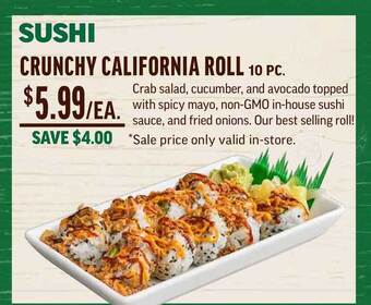 Central Market Sushi Crunchy California Roll offer