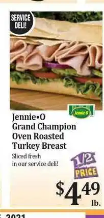 Rosauers Jennie O Grand Champion Oven Roasted Turkey Breast offer