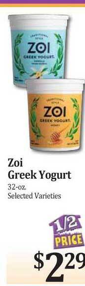 Rosauers Zoi Greek Yogurt offer