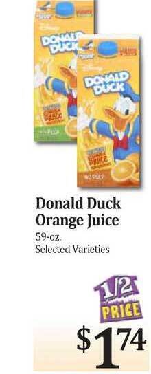 Rosauers Donald Duck Orange Juice offer