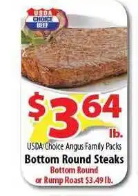 Wholesale Food Outlet USDA Choice Angus Family Packs Bottom Round Steaks offer