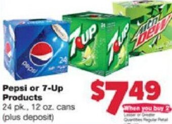 Family Fare Pepsi or 7 -Up Products 12 oz. offer