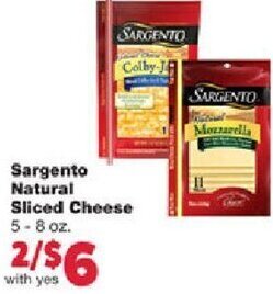 Family Fare Sargento Natural Sliced Cheese 5-8 oz. offer