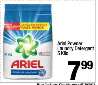 Super King Markets Ariel Powder Laundry Detergent 5 Kilo offer