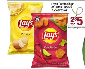Super King Markets Lay's Potato Chips Or Fritos Snacks 7.75-9.25 Oz offer
