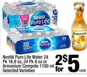 Super King Markets Nestlé Pure Life Water 24 Pk 16.9 Oz, 24 Pk 8 Oz Or Armenium Compote 1100 Ml offer