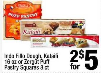 Super King Markets Indo Fillo Dough , Kataifi 16 Oz Or Zergüt Puff Pastry Squares 8 Ct offer