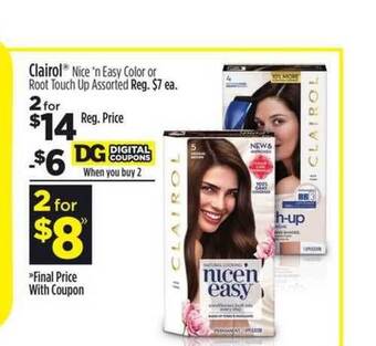 Dollar General Clairol Nice 'n Easy Color Or Root Touch Up offer