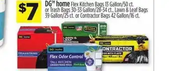 Dollar General Dg Home Flex Kitchen Bags 13 Gallon-50 Ct. Or Trash Bags , Lawn & Leaf Bags Or Contractor Bags 42 Gallon-16 Ct. offer