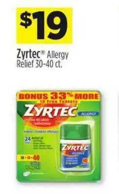 Dollar General Zyrtec Allergy Relief 30-40 Ct. offer