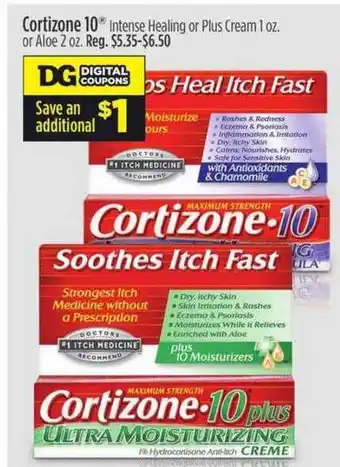 Dollar General Cortizone 10 Intense Healing Or Plus Cream 1 Oz. Or Aloe offer