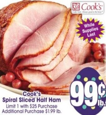 Jewel-Osco Cook's Spiral Sliced Half Ham offer
