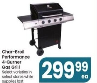 Jewel-Osco Char-Broil Performance 4-Burner Gas Grill offer
