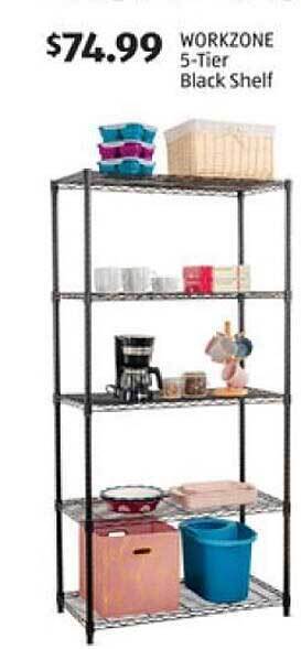Aldi Workzone 5-tier Black Shelf offer