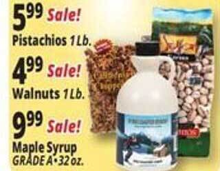 Ocean State Job Lot Pistachios, Walnuts, Maple Syrup offer