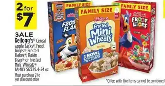 Dollar General Kellogg's Cereal Apple Jacks, Froot Loops, Frosted Flakes, Raisin Bran Or Frosted Mini-Wheats offer