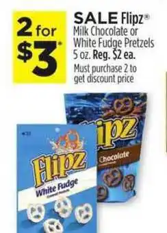 Dollar General Flipz Milk Chocolate Or White Fudge Pretzels offer
