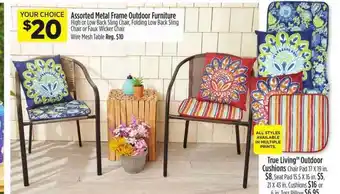 Assorted Metal Frame Outdoor Furniture , True Living Outdoor Cushions Chair Pad , Seat Pad , Cushions