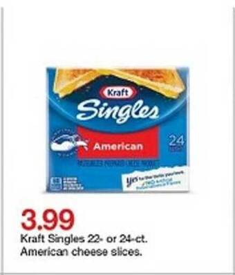 Target Kraft Singles 22- Or 24-ct. American Cheese Slices offer