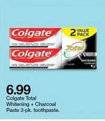 Target Colgate Total Whitening + Charcoal Paste 2-pk. Toothpaste offer