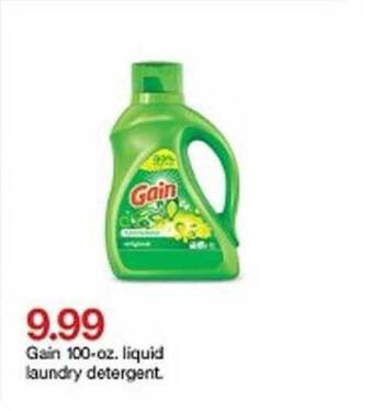 Target Gain 100-oz. Liquid Laundry Detergent offer