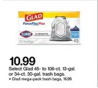 Target Glad 45- To 106-ct. 13-gal Or 34-ct. 30-gal. Trash Bags offer
