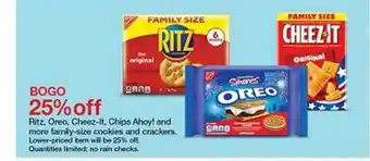 Target Ritz , Oreo , Cheez-it, Chips Ahoy! And Mor Family Size Cookies And Crackers offer