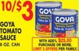 Met Foodmarkets Goya Tomato Sauce 8 oz. offer