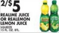 Met Foodmarkets Realime Juice or Realemon Lemon Juice offer