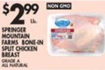 Met Foodmarkets Springer Mountain Farms Bone-In Split Chicken Breast offer