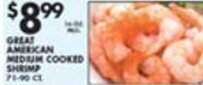 Met Foodmarkets Great American Medium Cooked Shrimp offer