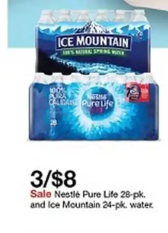 Target Nestlé Pure Life 28-pk. And Ice Mountain 24-pk. Water offer
