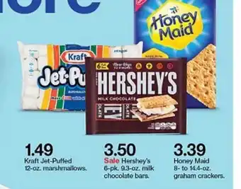 Target Kraft Jet-puffed 12-oz. Marshmallows , Hershey's 6-pk. 9.3-oz. Milk Chocolate Bars , Honey Maid 8- To 14.4-oz. Graham Cracker offer