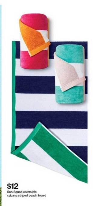 Target Sun Squad Reversible Cabana Striped Beach Towel offer
