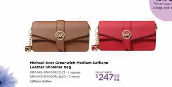 Michael Kors Greenwich Medium Saffiano Leather Shoulder Bag