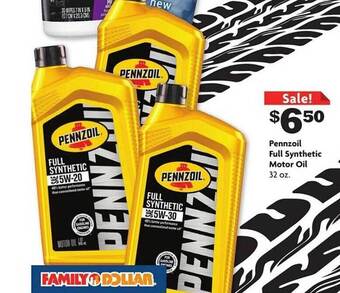 Family Dollar Pennzoil Full Synthetic Motor Oil offer