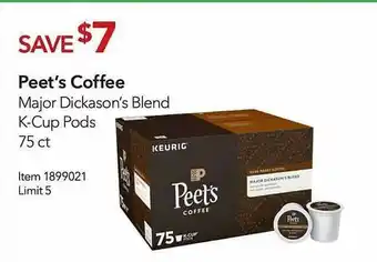 Costco Peet's Coffee Major Dickason's Blend K-cup Pods offer