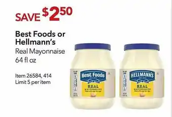 Costco Best Foods Or Hellmann's Real Mayonnaise offer