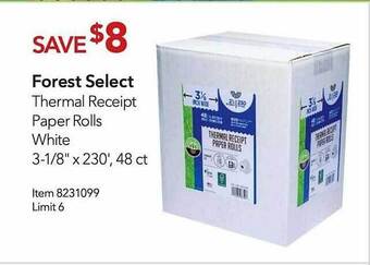 Costco Forest Select Thermal Receipt Paper Rolls White offer