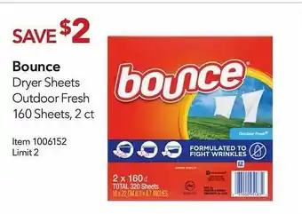 Costco Bounce Dryer Sheets Outdoor Fresh offer